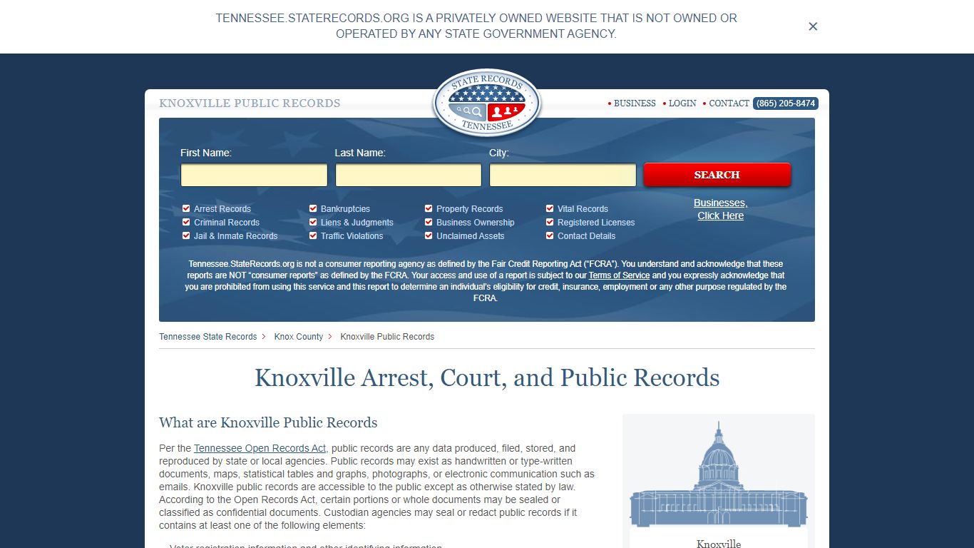 Knoxville Arrest and Public Records | Tennessee.StateRecords.org